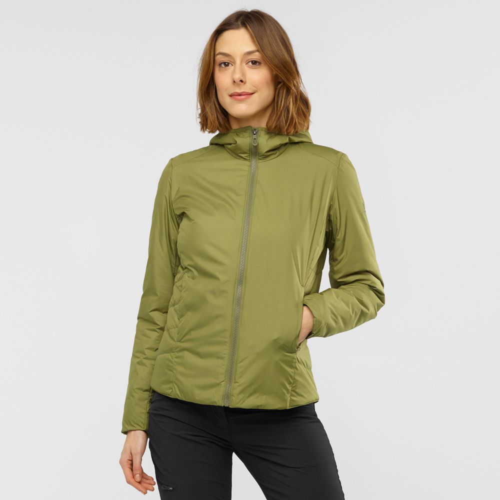 Salomon Singapore Womens Jackets - OUTRACK INSULATED Olive Green | 67301-BXYG